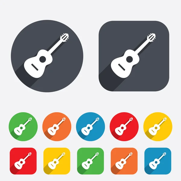 Signo de guitarra acústica icono. Símbolo musical . — Vector de stock