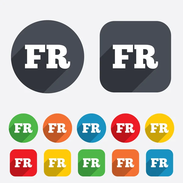 Franse taal teken pictogram. FR vertaling. — Stockvector