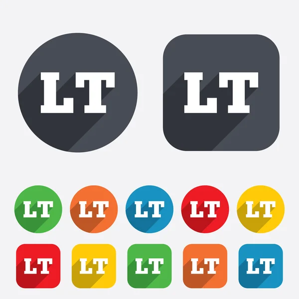 ไอคอนเครื่องหมายภาษาลิทัวเนีย LT การแปล — ภาพเวกเตอร์สต็อก