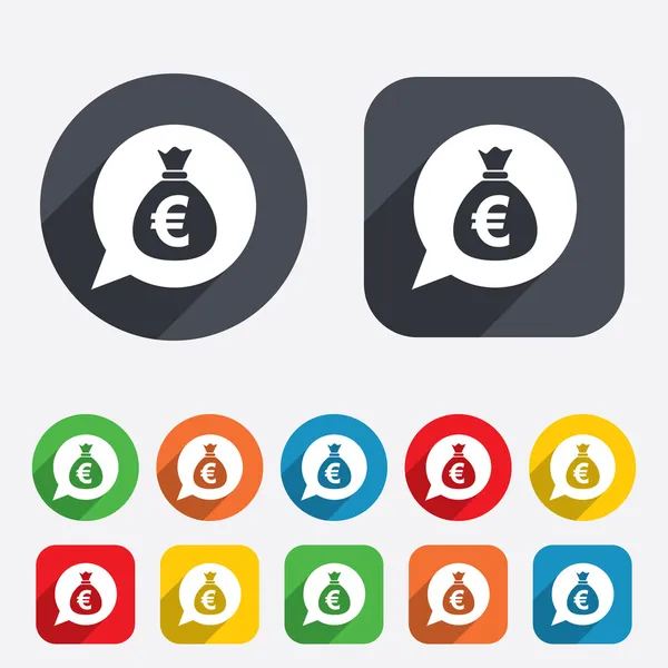 Money bag sign icon. Euro EUR currency. — Stock Vector