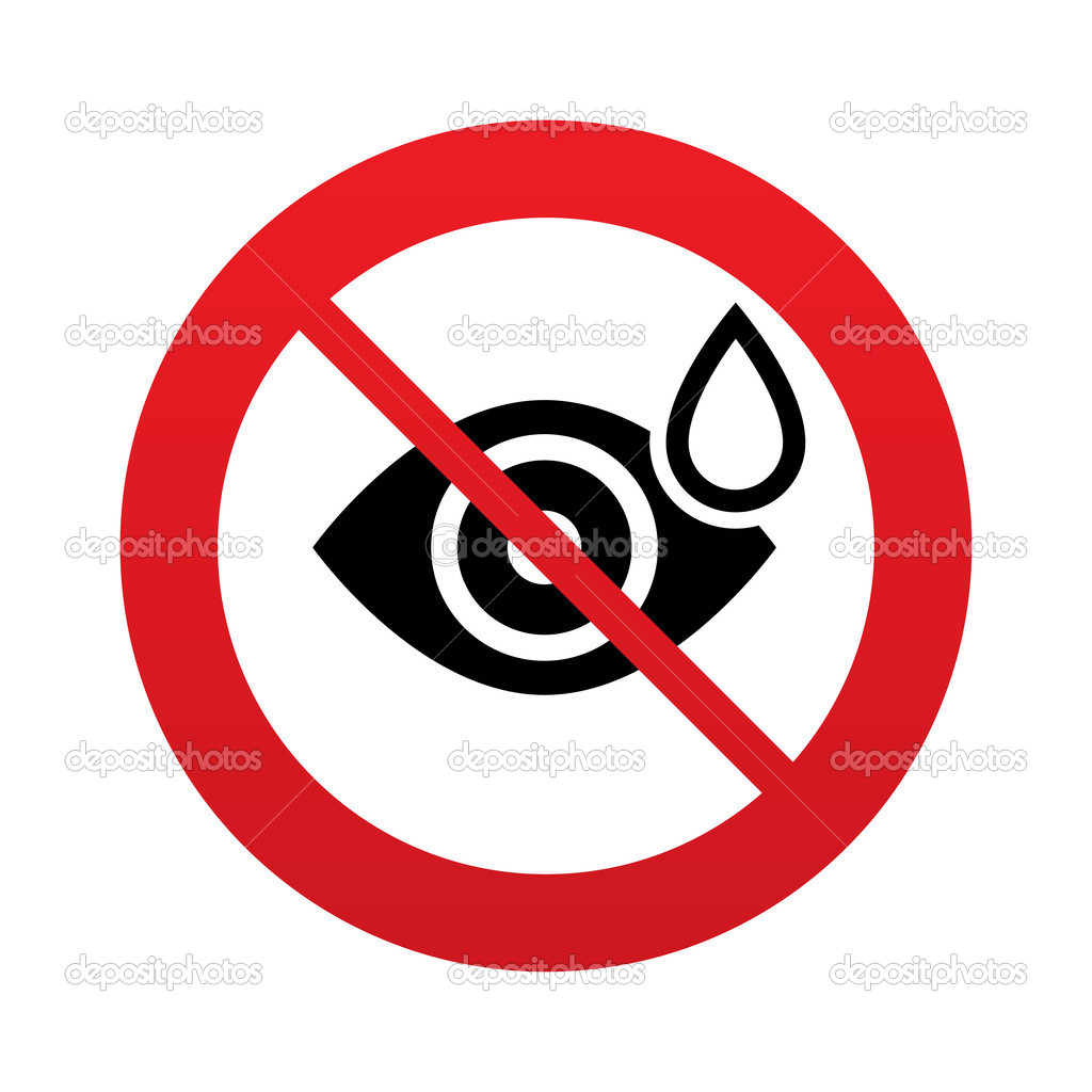 Eye with water drop sign. Drip into the eyes.