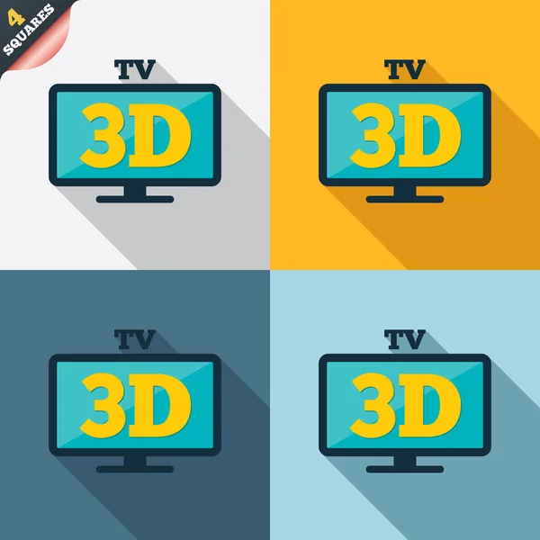 3d tv-Zeichen-Symbol. 3D-Fernseher als Symbol. — Stockvektor