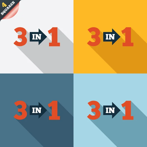 3 つの記号のアイコン。矢印付き 3 に 1 記号 — ストックベクタ