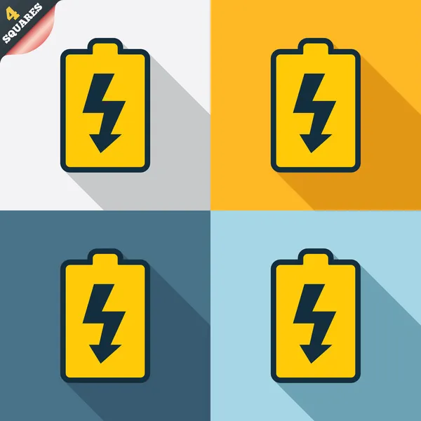 Batterij opladen teken pictogram. bliksem symbool. — Stockvector