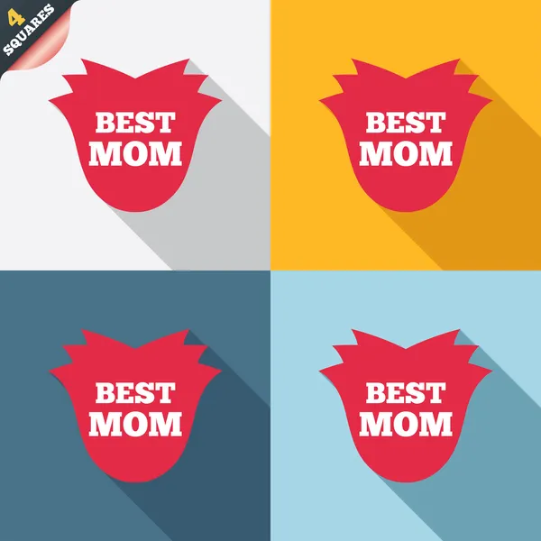 La meilleure icône de maman. Symbole fleur . — Image vectorielle
