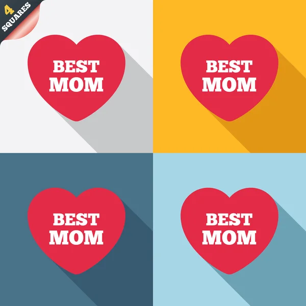 Bästa mamma tecken ikon. hjärtsymbolen kärlek. — Stock vektor