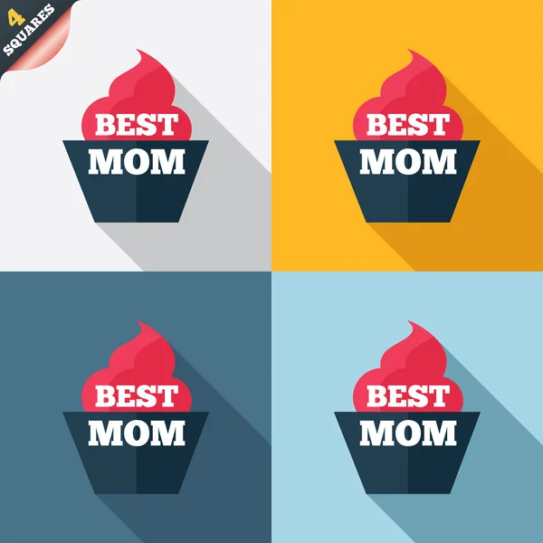 Best mom sign icon. Muffin food symbol. — Stock Vector