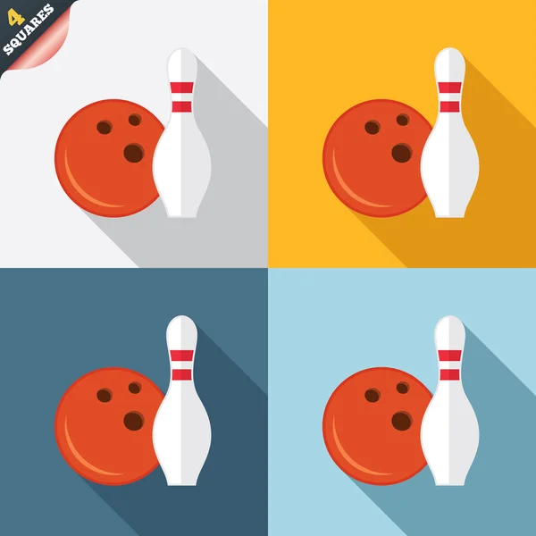 Pictograma jocului de bowling. Minge cu pini skittle . — Vector de stoc