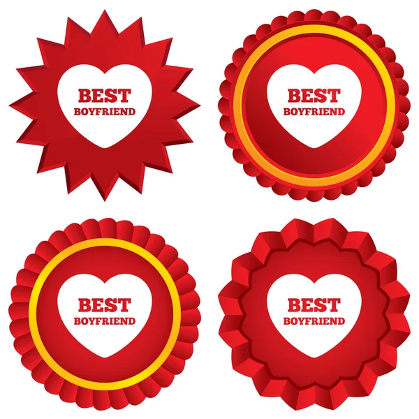 Best boyfriend sign icon. Heart love symbol. — Stock Vector