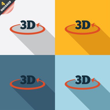 3D işareti simgesi. 3D yeni teknoloji sembolü.