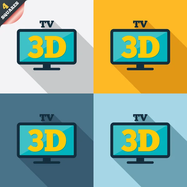 3d tv 로그인 아이콘입니다. 3 차원 텔레비전 세트 기호. — 스톡 사진