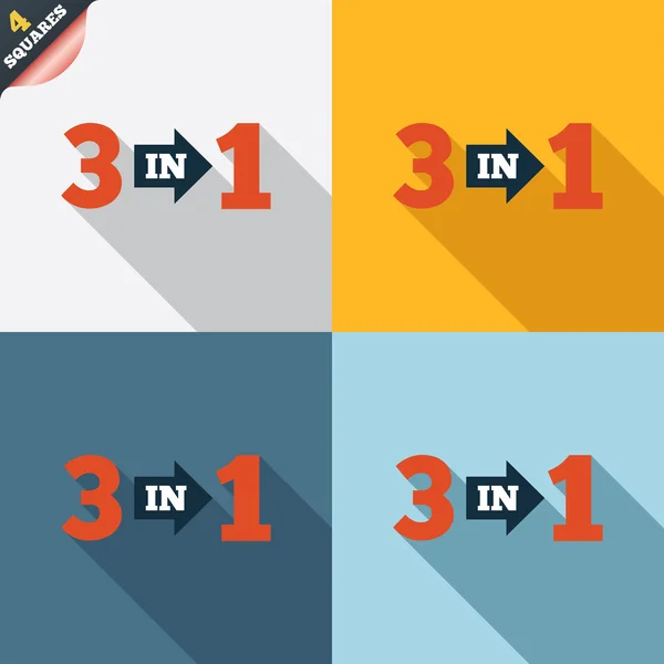 Drie in één teken pictogram. 3 in 1 symbool met pijl — Stockfoto