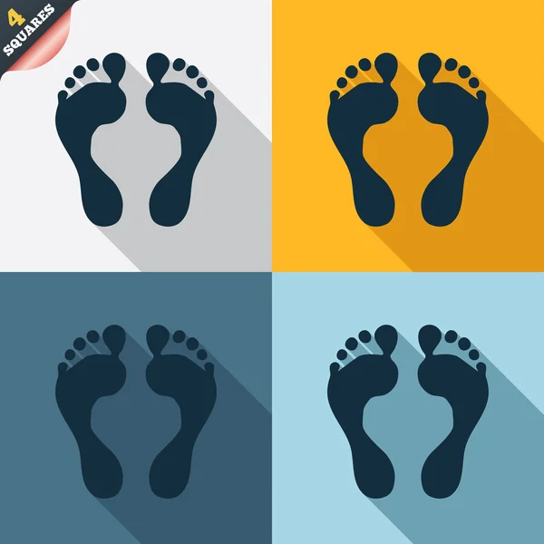 Menselijke voetafdruk teken pictogram. Barefoot symbool. — Stockfoto