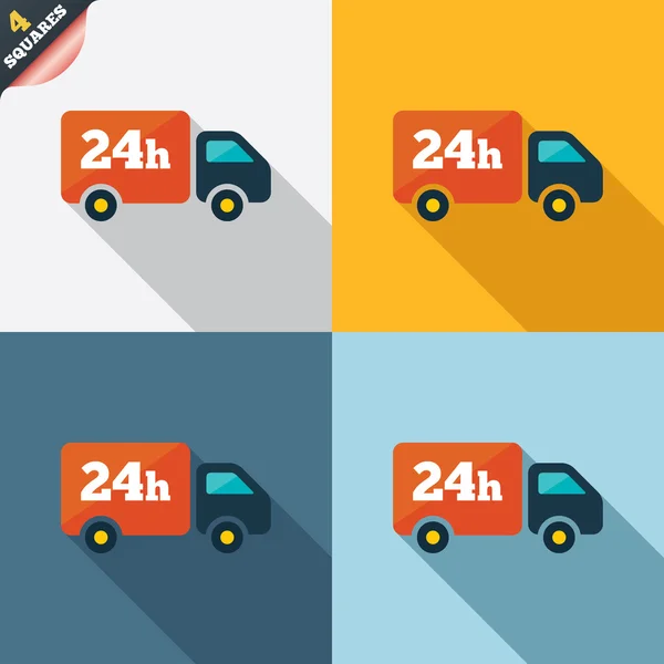 Transporttjänst på 24 timmar. last lastbil symbol. — Stockfoto