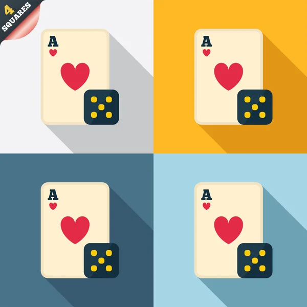 Icono de signo de casino. Jugar a la carta con el símbolo de dados —  Fotos de Stock