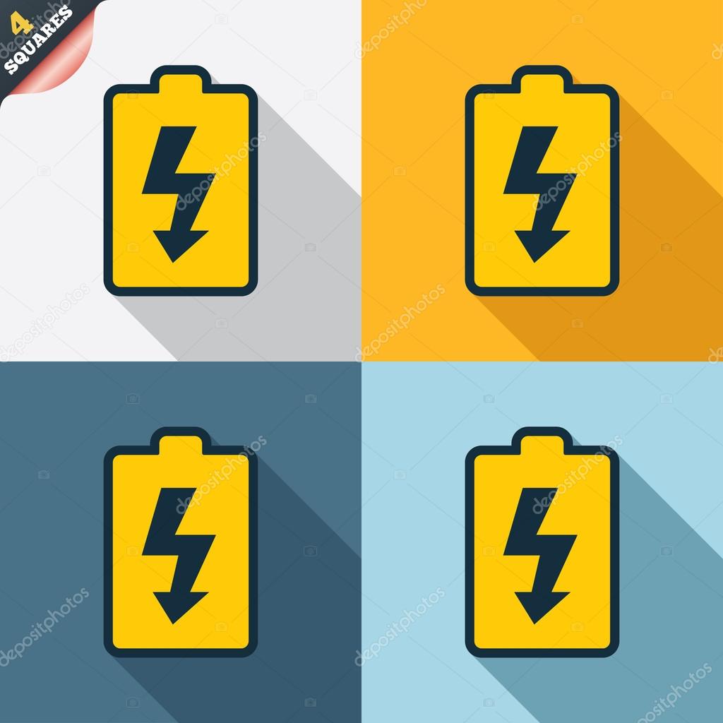 Battery charging sign icon. Lightning symbol.