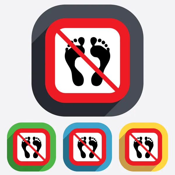 Icône de signe d'empreinte humaine. Pas de symbole pieds nus . — Image vectorielle