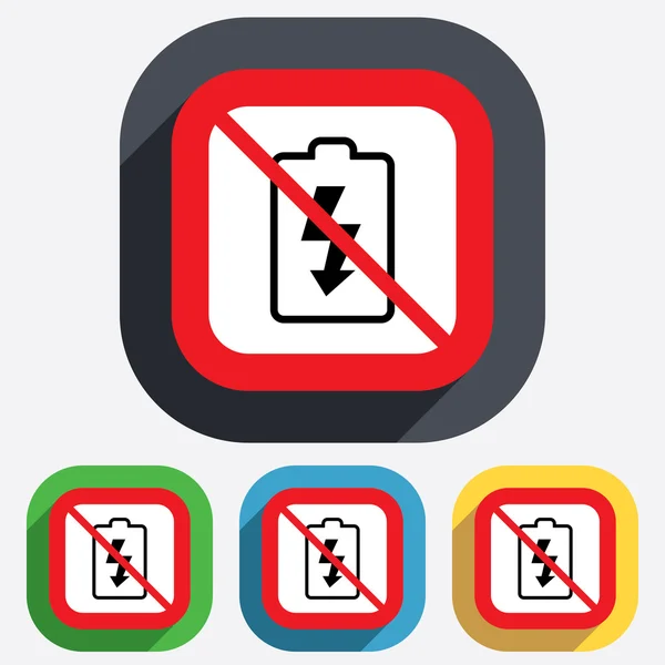 No Battery charging sign icon. Lightning symbol. — Stock Vector