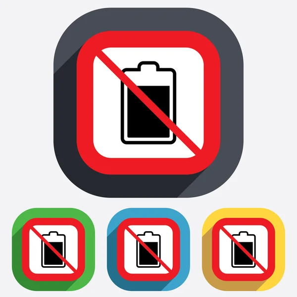 No Battery level sign icon. Electricity symbol. — Stock Vector