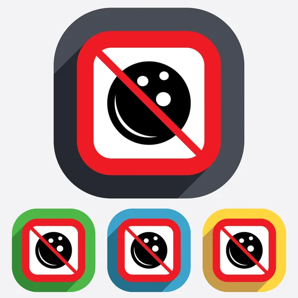 No hay signo de bola de bolos icono. Símbolo del tazón . — Vector de stock