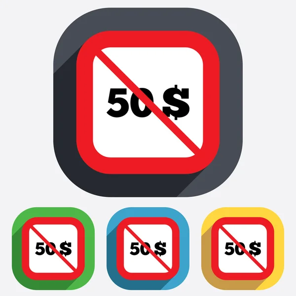 No 50 Dollars sign icon. USD currency symbol. — Stock Vector