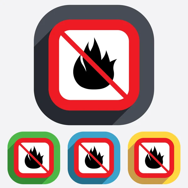 Geen brand vlam teken pictogram. vuur symbool. — Stockvector