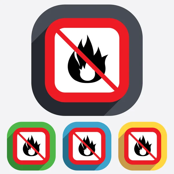 Geen brand vlam teken pictogram. vuur symbool. — Stockvector