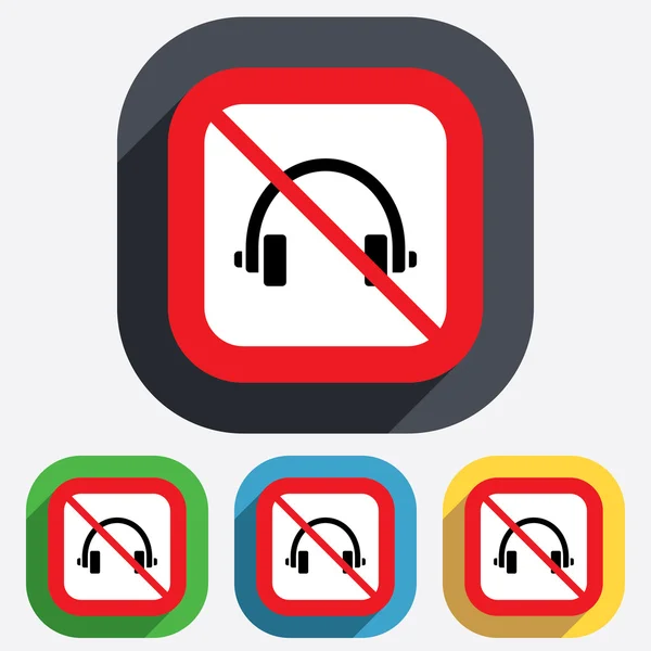 No Headphones sign icon. Earphones button. — Stock Vector