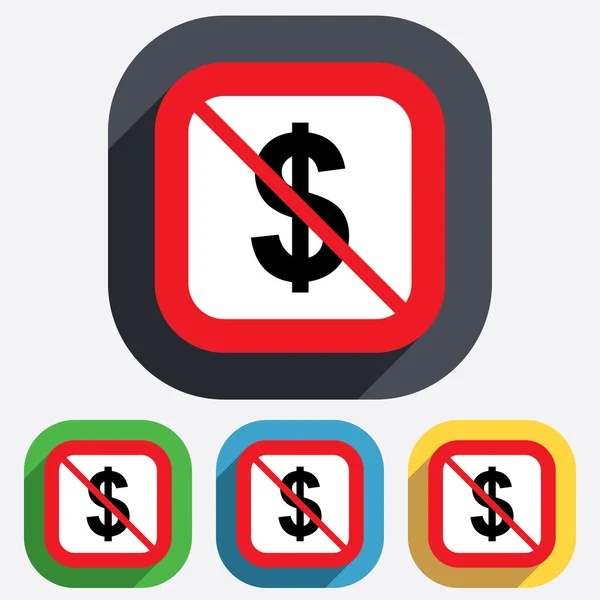 Geen dollarteken pictogram. USD valutasymbool. — Stockvector