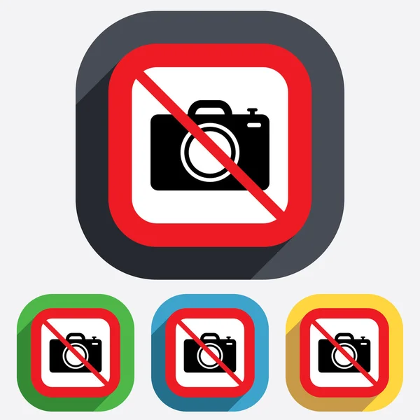 Doe niet foto camera teken pictogram. Foto symbool. — Stockvector