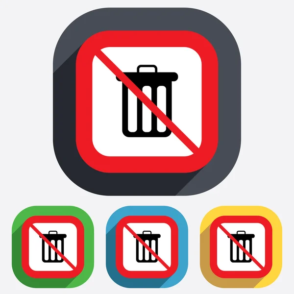 Geen recycle bin teken pictogram. afvalcontainer op wieltjes. — Stockvector