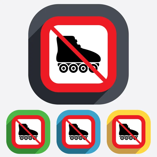 Geen rolschaatsen teken pictogram. rollerblades symbool. — Stockvector