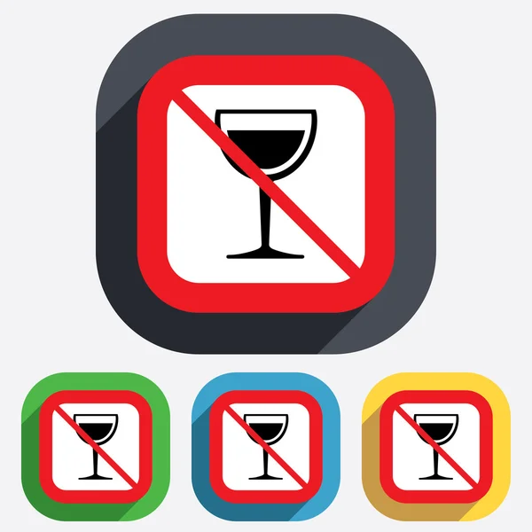 Wijnglas teken pictogram. drink geen alcohol. — Stockvector