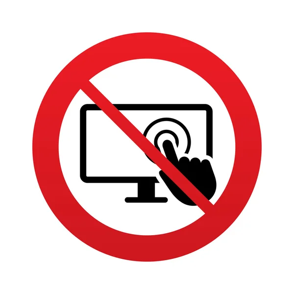 Raak het pictogram van de teken van de monitor van het scherm. handaanwijzer. — Stockfoto