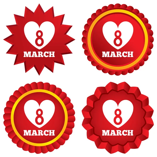 8 Março Ícone sinal do Dia da Mulher. Símbolo cardíaco . — Fotografia de Stock