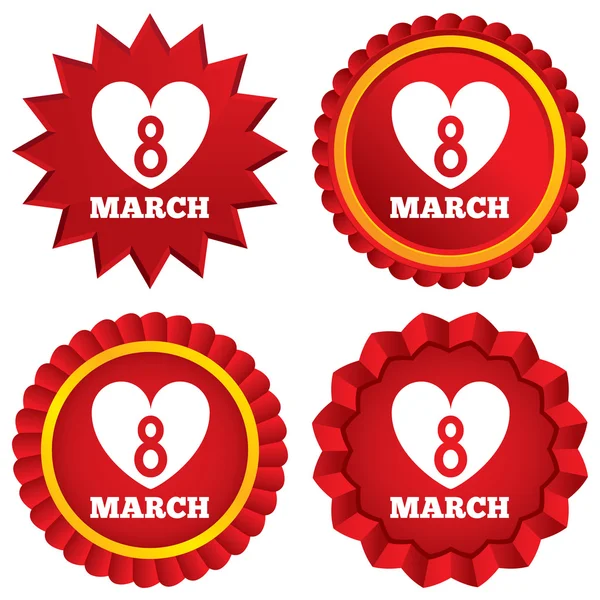 8 March Women's Day sign icon. Heart symbol. — Stock Photo, Image