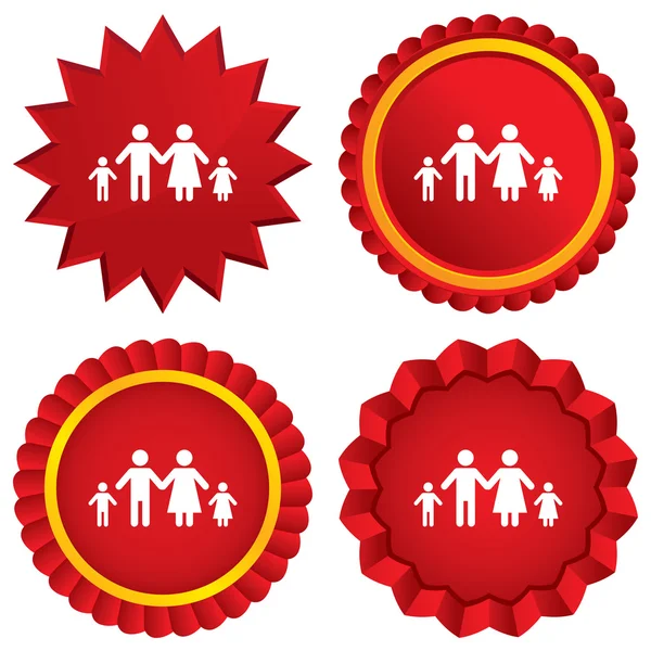 Complete family with two children sign icon. — Stock Photo, Image