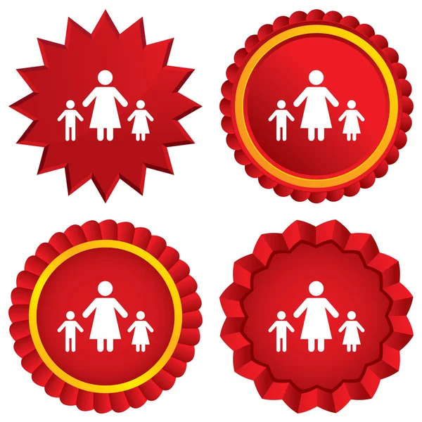 One-parent family with two children sign icon. — Stock Photo, Image