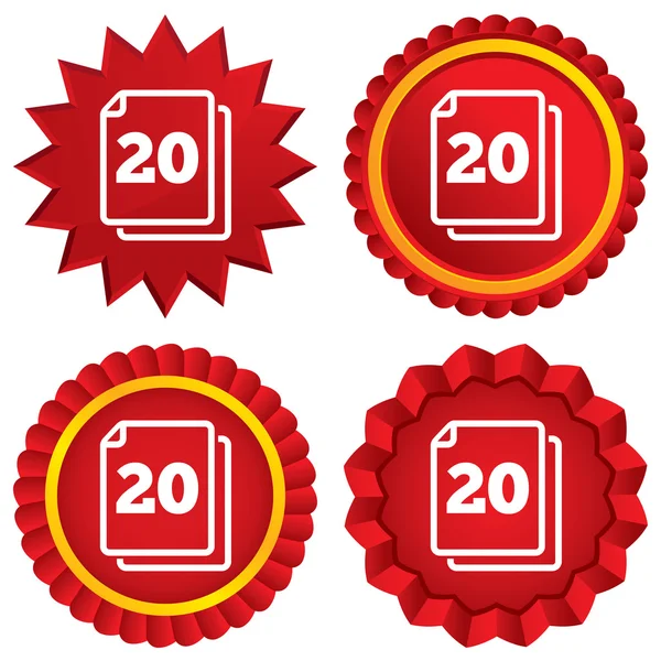 In pack 20 sheets sign icon. 20 papers symbol. — Stock Photo, Image