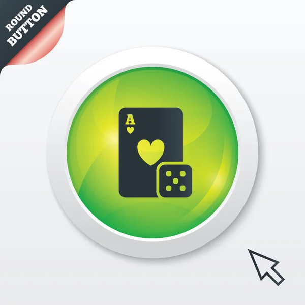 Εικονίδιο με το σήμα Casino. παιγνιόχαρτο με ζάρια σύμβολο — Διανυσματικό Αρχείο