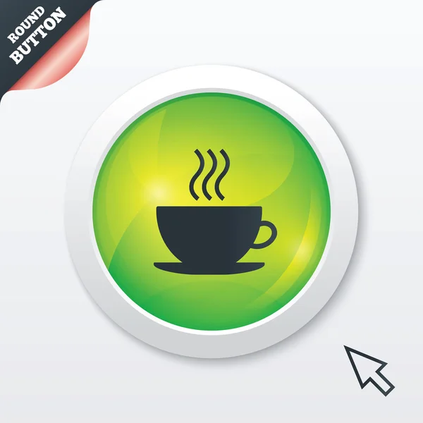 Icono del signo de taza de café. Botón café caliente . — Archivo Imágenes Vectoriales