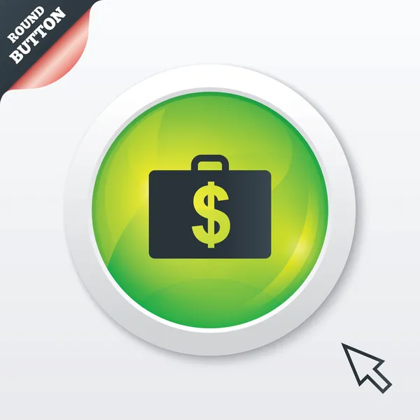 Case with Dollars USD sign. Briefcase button. — Stock Photo, Image