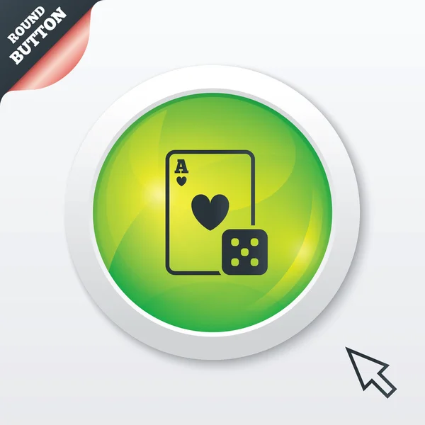 Casino sign icon. Playing card with dice symbol — Stock Photo, Image