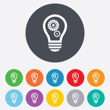 ışık lamba işareti simgesi. ampul dişli simgesiyle.