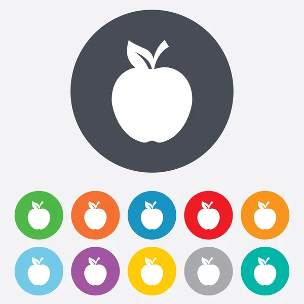 Ícone de sinal da Apple. Fruta com símbolo de folha . — Vetor de Stock