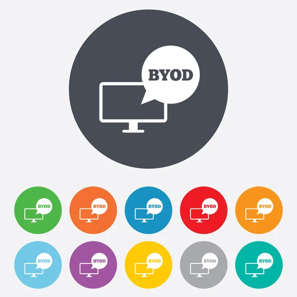 Icône de signe BYOD. Apportez votre propre symbole d'appareil . — Image vectorielle