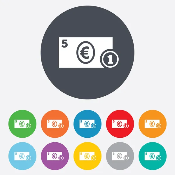 Contant geld teken pictogram. euro geldsymbool. munt. — Stockvector