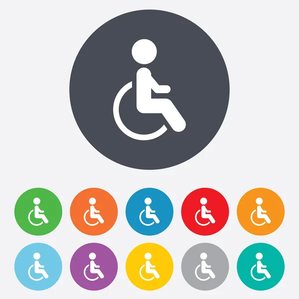 Disabled sign icon. Human on wheelchair symbol. — Stock Vector