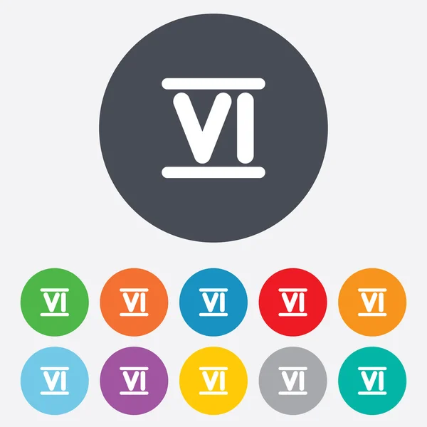 Romeinse cijfers zes pictogram. Romeinse nummer zes teken. — Stockvector