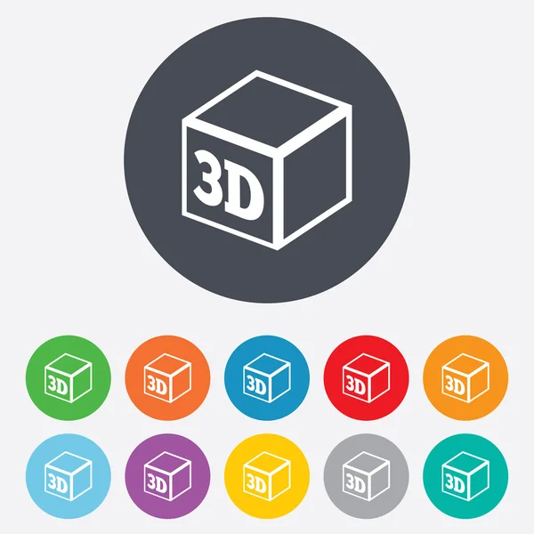 3D print teken pictogram. 3D-kubus afdrukken symbool. — Stockfoto